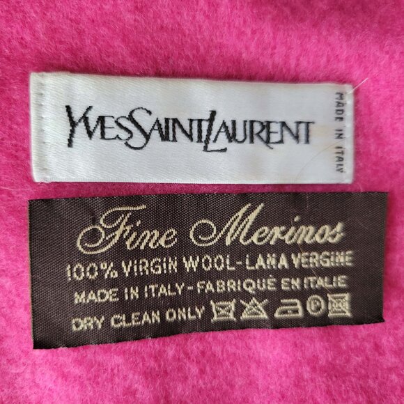Yves Saint Laurent 100% Wool Made in Italy Pink Y2K Scarf - Picture 4 of 4